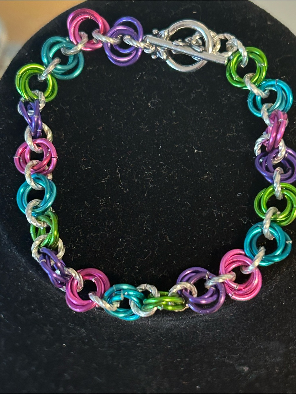 Handcrafted Colorful Chain Mail Toggle Bracelet